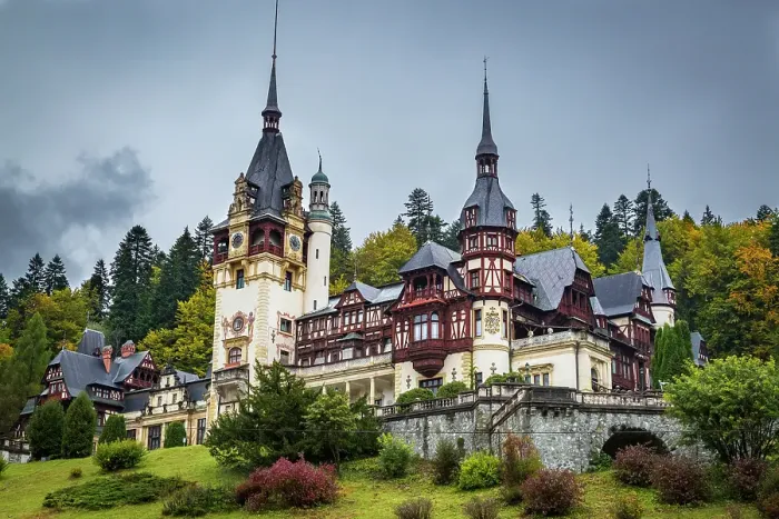 Framed Print : Romania, Carpathian Mountains, Prahova County, Sinaia. King Carol I Peles Castle, Castelul Peles. Exterior. Neo-Renaissance castle