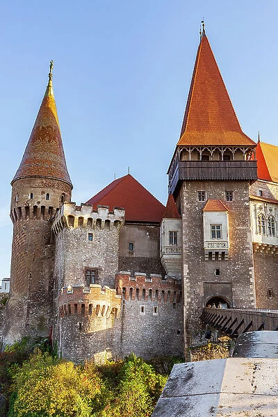 Romania, Hunedoara. Corvin Castle, Gothic-Renaissance castle, one of the largest castles in Europe