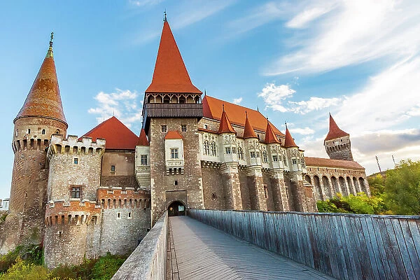Romania, Hunedoara. Corvin Castle, Gothic-Renaissance castle, one of the largest castles in Europe