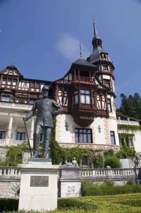 Framed Print : Romania, Sinaia. Neo-Renaissance Peles Castle, c. 1873. Summer residence, statue of King Carol I Framed Print : Romania, Sinaia. Neo-Renaissance Peles Castle, c. 1873. Summer residence, statue of King Carol I