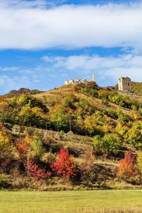 Framed Print : Romania, Transylvania. Coltesti Castle 11th century Ruins. Territorial Trascau mountain views