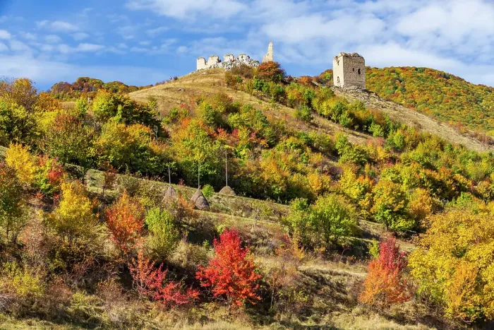 Framed Print : Romania, Transylvania. Coltesti Castle 11th century ruins. Territorial Trascau Mountain views