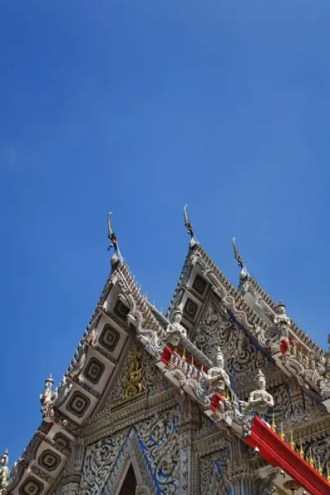 Framed Print : Rooftop architectural details, Wat Suan Plu, Bangkok, Thailand