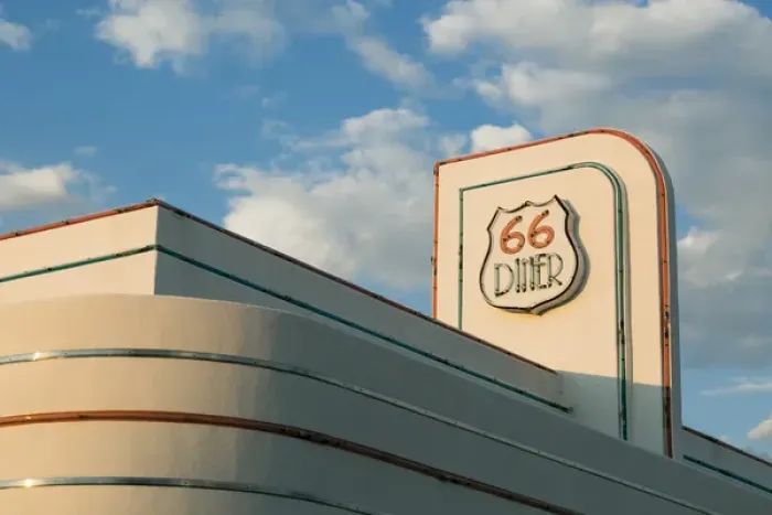 Framed Print : Rooftop of a retro diner, Albuquerque, New Mexico, USA. Central Ave, Route 66
