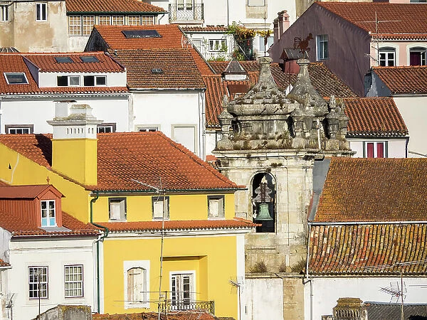 Rooftops of the town of Coimbra and the old bell tower of St. Bartholomew church