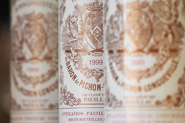 A row of bottles standing in line - Chateau Baron Pichon Longueville, Pauillac, Medoc