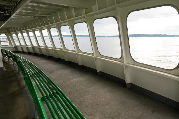 Framed Print : Row of windows on Washington State Ferry, Seattle, Washington State, USA