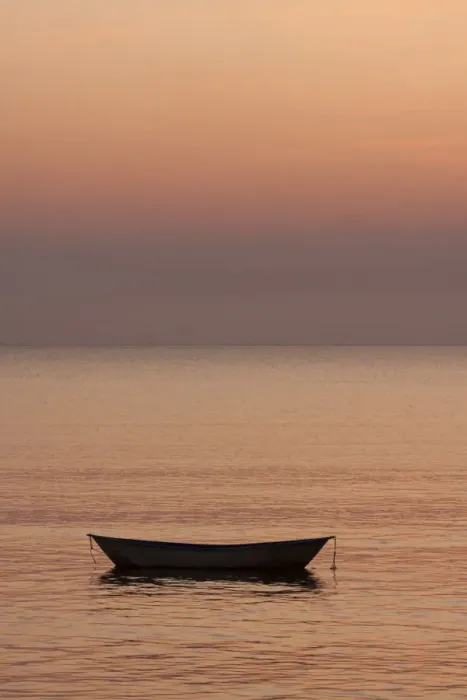 Framed Print : Rowboat at anchor in the water at sunset Framed Print : Rowboat at anchor in the water at sunset