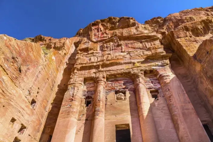 Framed Print : Royal Rock Tomb Arch Petra Jordan. Built by the Nabataens in 200 BC to 400 AD. Inside the Tombs