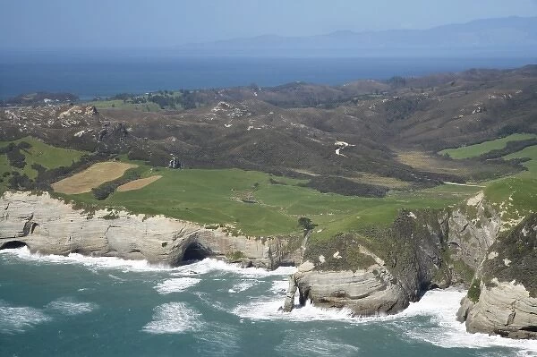 Rugged Coast at Cape Farewell, NW Nelson Region, South Island, New Zealand - aerial