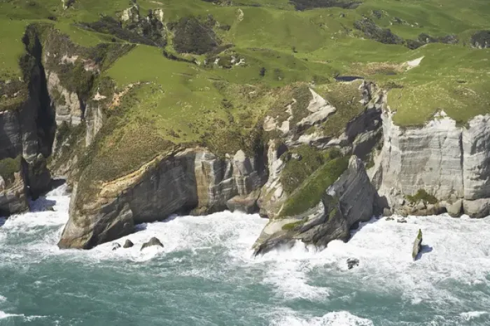 Framed Print : Rugged Coastline near Pilch Point and Wharariki Beach, south of Cape Farewell, NW Nelson Region