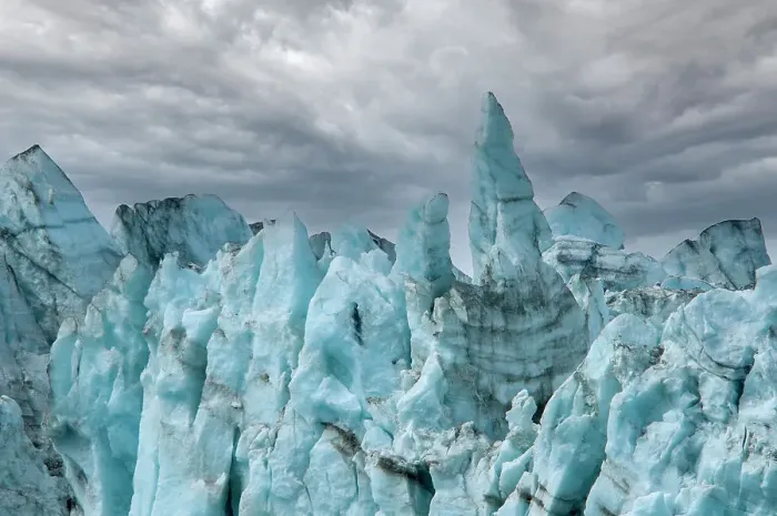 Framed Print : Rugged ice at the face of Margerie Glacier make it impossible to cross this terrain
