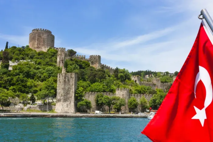 Framed Print : Rumeli Castle and national flag, Istanbul, Turkey Framed Print : Rumeli Castle and national flag, Istanbul, Turkey
