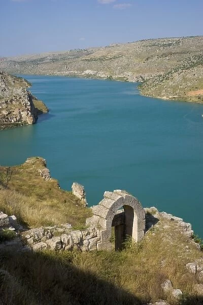 Rumkale near Halfeti by the reservoir lake of Birecik dam on the Euphrates river