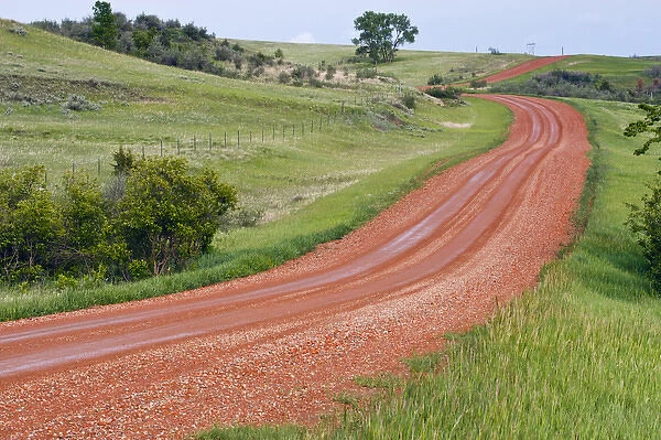 Rural gravel road in western North Dakota