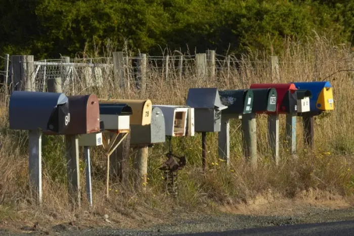 Framed Print : Rural Letterboxes, Otakou, Otago Peninsula, Dunedin, South Island, New Zealand