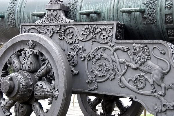 Russia, Moscow, The Kremlin. 14th century bronze Czar Cannon, weighing almost 40 tons