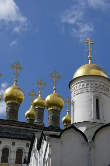 Framed Print : Russia, Moscow, The Kremlin. Church of the Deposition of the Robe with Terem Palace in the distance