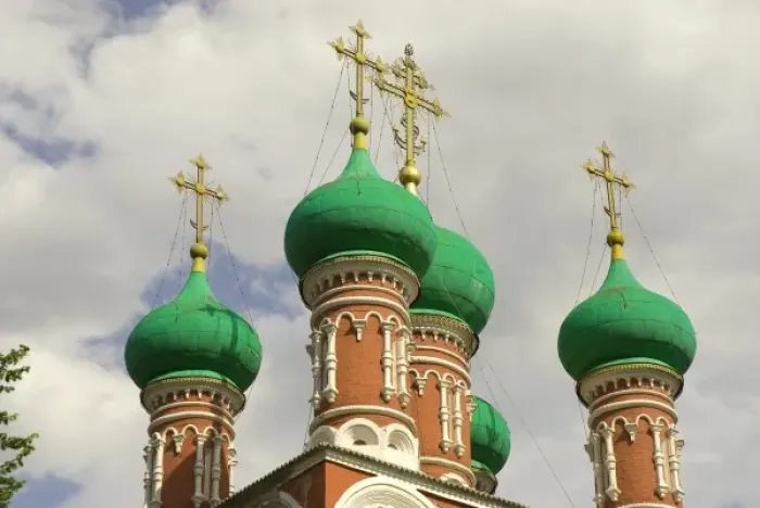 Framed Print : Russia. Moscow. Petrovsky district. Upper St. Peter Monastery. Green onion domes