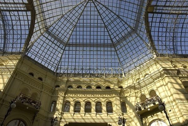 Russia. Moscow. Red Square. GUM department store. Glass ceiling