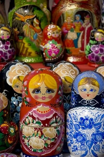 Russia, Moscow, Red Square. Typical matryoshka dolls