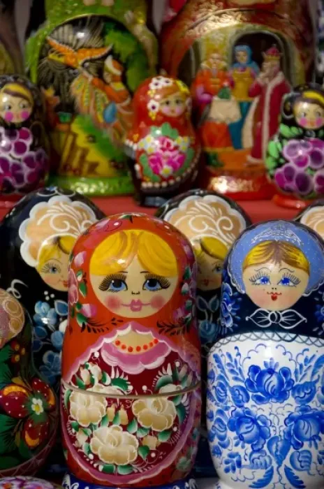 Framed Print : Russia, Moscow, Red Square. Typical matryoshka dolls