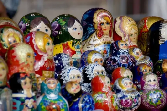 Framed Print : Russia, Moscow, Red Square. Typical matryoshka dolls. (RF)