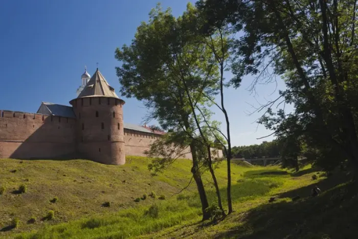 Framed Print : Russia, Novgorod Oblast, Veliky Novgorod, outer walls of the Novgorod Kremlin