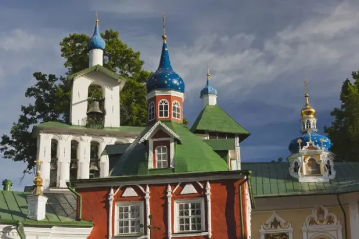 Framed Print : Russia, Pskovskaya Oblast, Pechory, Pechory Monastery, view towards Assumption Cathedral