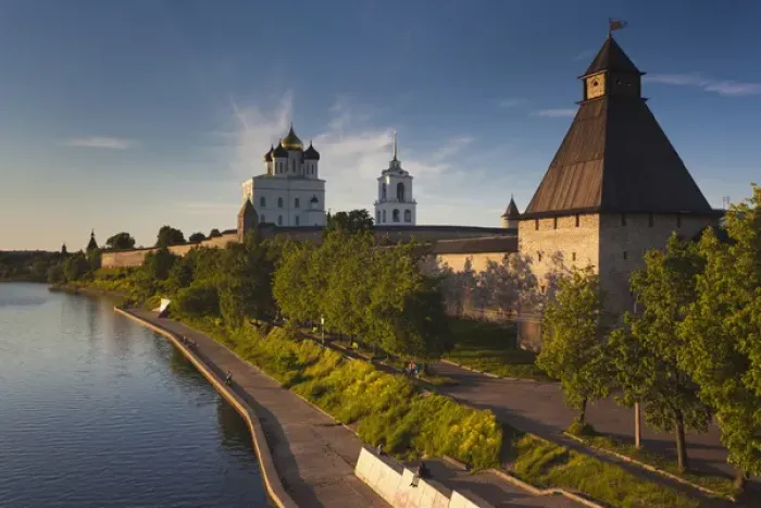 Framed Print : Russia, Pskovskaya Oblast, Pskov, elevated view of Pskov Kremlin from the Velikaya River Framed Print : Russia, Pskovskaya Oblast, Pskov, elevated view of Pskov Kremlin from the Velikaya River