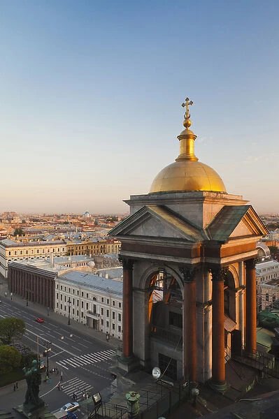 Russia, Saint Petersburg, Center, elevated city view from Saint Isaac Cathedral, dusk