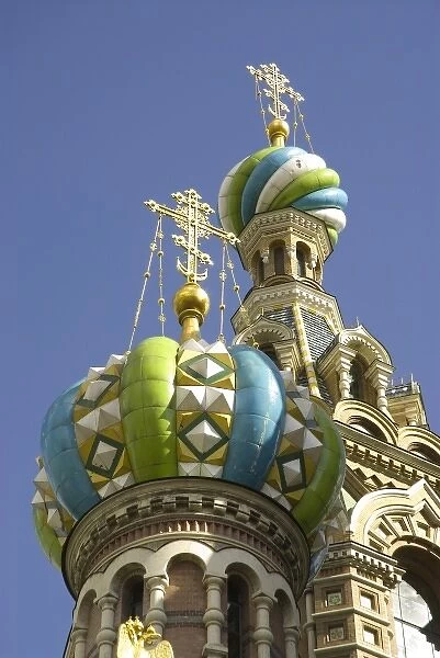 Russia. St. Petersburg. Domes on the Church on Spilled Blood