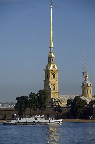 Russia, St. Petersburg, Hare Island, Peter and Paul Fortress & Bell Tower, view