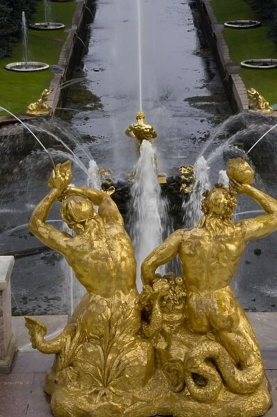 Russia, St. Petersburg, Peterhoff (aka Petrodvorets), The Great Cascade fountains