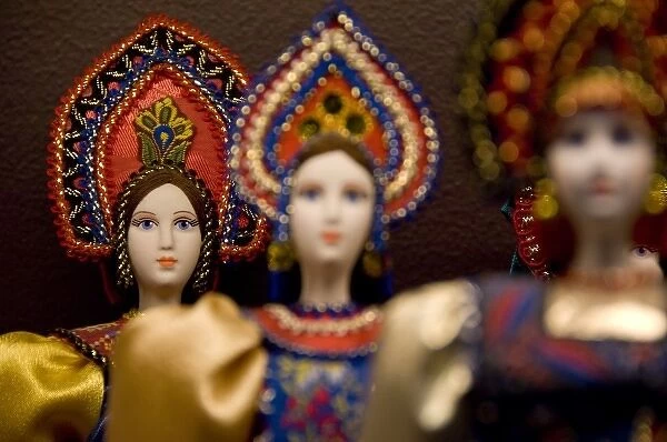 Russia, St. Petersburg. Traditional Russian dolls. (RF)