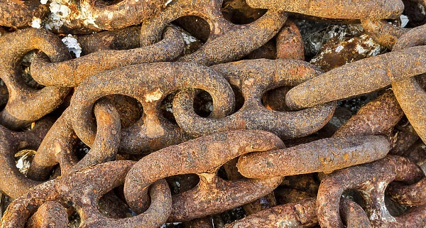 Rusted chain in Crescent City marina, Northern California