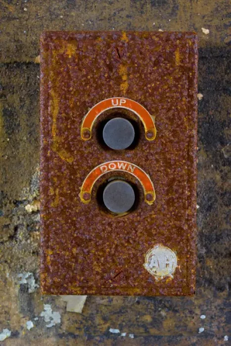 Framed Print : The rusted elevator control in the abandoned Roosevelt Sweater Mill Framed Print : The rusted elevator control in the abandoned Roosevelt Sweater Mill