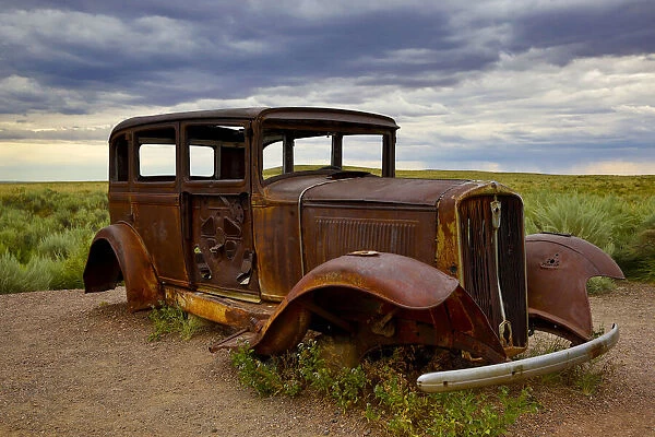 Rusty old 1931 Studebaker at the Painted Forest National Park, Arizona