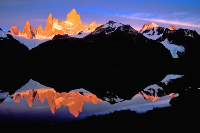 Framed Print : SA, Argentina, Los Glaciares NP Monte Fitz Roy; Fitz Roy group reflected in glacial