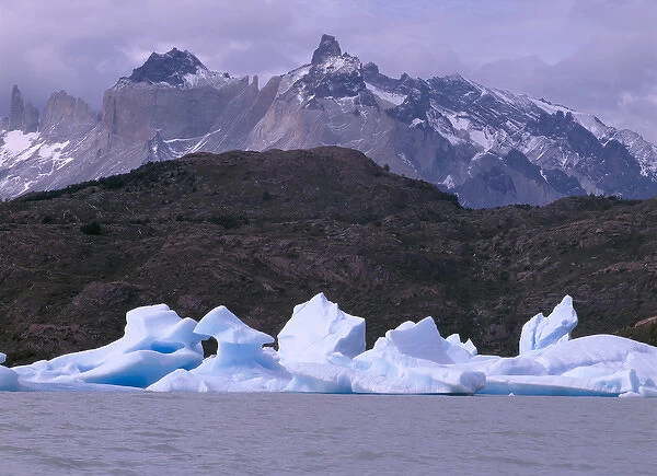 SA, Chile, Patagonia, Torres del Paine NP Lago Gray (Gray Lake)