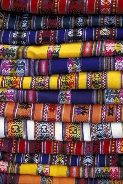 Framed Print : SA, Peru, Chinchero Bolts of traditional fabric in Chinchero market Framed Print : SA, Peru, Chinchero Bolts of traditional fabric in Chinchero market