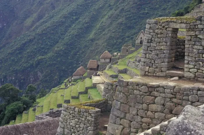 Framed Print : SA, Peru, Machu Picchu Stone walls and terraces of ruin high in Andes Mountains