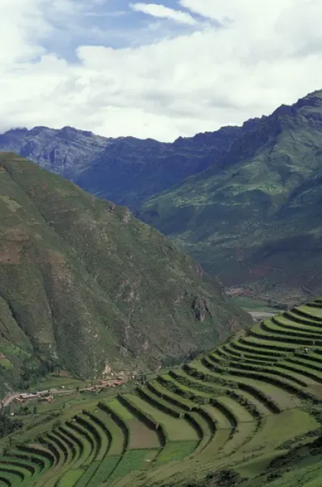 Framed Print : SA, Peru, Urubamba Valley, ruins of Picas Fields terraced by the Incas, ruins of Picac Framed Print : SA, Peru, Urubamba Valley, ruins of Picas Fields terraced by the Incas, ruins of Picac