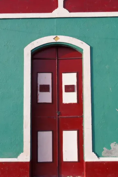 Framed Print : SA, Venezuela, Los Roques, El Gran Roque, pastel buildings