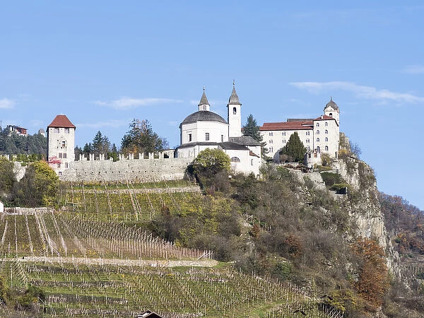 Saeben Monastery near Klausen in the Eisack Valley during autumn. Europe, Central Europe