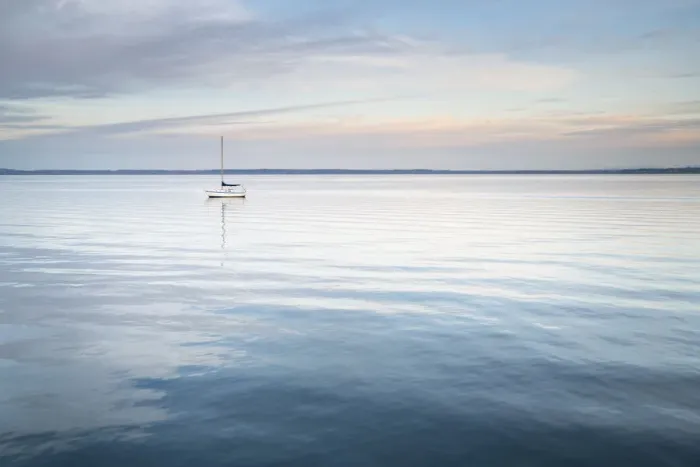 Framed Print : Sailboat anchored in Bellingham Bay on a calm morning, Bellingham, Washington State Framed Print : Sailboat anchored in Bellingham Bay on a calm morning, Bellingham, Washington State