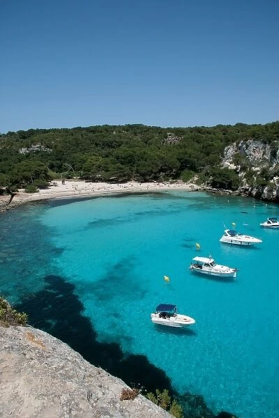 Sailboat. Balearic Islands. Menorca Island. Cala Macarella. Landscape coast. South island