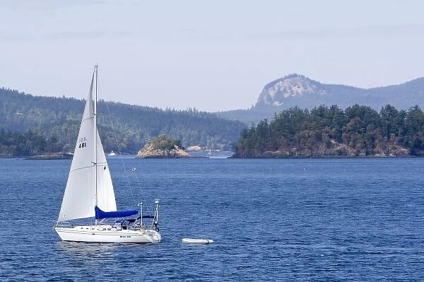 Sailboat in Puget Sound and the San Juan Islands in Washington