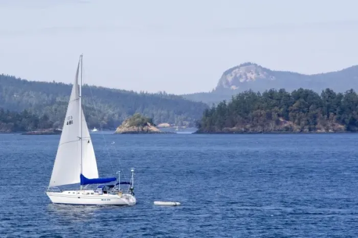 Framed Print : Sailboat in Puget Sound and the San Juan Islands in Washington Framed Print : Sailboat in Puget Sound and the San Juan Islands in Washington