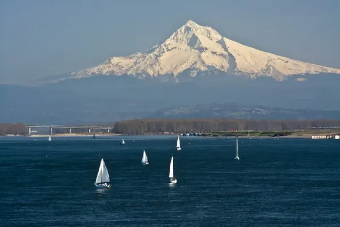 Framed Print : Sailboats, Columbia River, Mount Hood, Portland, Otregon, USA Framed Print : Sailboats, Columbia River, Mount Hood, Portland, Otregon, USA